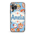 Cute Kawaii Sushi Rice Bowls and Noodles on Blue Custom Name Protective Phone Case Mobile Cover Durable Everyday Smartphone Shock Resistant