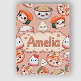 Personalised Name Cute Kawaii Sushi Rice Custom  Unique Gift Idea Elegant Feature Canvas Wall Art Print Decor Picture Ready to Hang