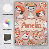 Personalised Name Cute Kawaii Sushi Rice Custom  Unique Gift Idea Elegant Feature Canvas Wall Art Print Decor Picture Ready to Hang