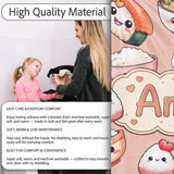Cute Kawaii Sushi Rice Bowls and Noodles on Peach Background  Personalised Custom Name Super Soft Fleece Blanket Bed Sofa Throw