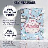 Personalised Name Cute Kawaii Utensils and Custom  Unique Gift Idea Elegant Feature Canvas Wall Art Print Decor Picture Ready to Hang