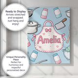 Personalised Name Cute Kawaii Utensils and Custom  Unique Gift Idea Elegant Feature Canvas Wall Art Print Decor Picture Ready to Hang