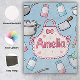 Personalised Name Cute Kawaii Utensils and Custom  Unique Gift Idea Elegant Feature Canvas Wall Art Print Decor Picture Ready to Hang