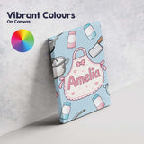 Personalised Name Cute Kawaii Utensils and Custom  Unique Gift Idea Elegant Feature Canvas Wall Art Print Decor Picture Ready to Hang