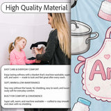 Cute Kawaii  Utensils and Apron on Blue Background Seamless  Personalised Custom Name Super Soft Fleece Blanket Bed Sofa Throw