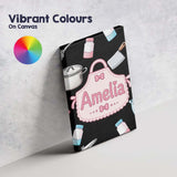 Personalised Name Cute Kawaii Utensils and Custom  Unique Gift Idea Elegant Feature Canvas Wall Art Print Decor Picture Ready to Hang