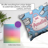 Custom Name Kawaii Utensils Apron on Light Blue Seamless Pattern Square Filled Cushion Throw Pillow Sofa Bed Home Decor Zip Washable UK Made
