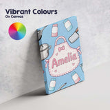 Personalised Name Kawaii Utensils and Apron Custom  Bespoke Interior Contemporary Canvas Wall Art Print Decor Picture Ready to Hang