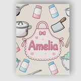 Personalised Name Kawaii Utensils Apron and Custom  Bespoke Interior Contemporary Canvas Wall Art Print Decor Picture Ready to Hang