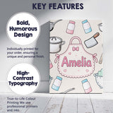 Personalised Name Kawaii Utensils Apron and Custom  Bespoke Interior Contemporary Canvas Wall Art Print Decor Picture Ready to Hang