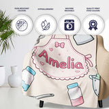 Kawaii  Utensils Apron and Cooking Tools on Neutral Seamless  Personalised Custom Name Super Soft Fleece Blanket Bed Sofa Throw
