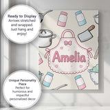 Personalised Name Kawaii Utensils Apron and Custom  Bespoke Interior Contemporary Canvas Wall Art Print Decor Picture Ready to Hang