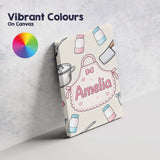 Personalised Name Kawaii Utensils Apron and Custom  Bespoke Interior Contemporary Canvas Wall Art Print Decor Picture Ready to Hang