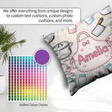 Custom Name Utensils Apron and Cooking Tools on Neutral Seamless Square Filled Cushion Throw Pillow Sofa Bed Home Decor Zip Washable UK Made