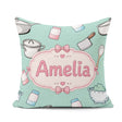 Custom Name Kawaii Utensils Apron Cooking Tools on Mint Seamless Square Filled Cushion Throw Pillow Sofa Bed Home Decor Zip Washable UK Made