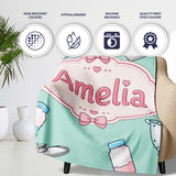 Kawaii  Utensils Apron and Cooking Tools on Mint Seamless  Personalised Custom Name Super Soft Fleece Blanket Bed Sofa Throw