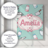 Personalised Name Kawaii Utensils Apron and Custom  Bespoke Interior Contemporary Canvas Wall Art Print Decor Picture Ready to Hang