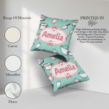 Custom Name Kawaii Utensils Apron Cooking Tools on Mint Seamless Square Filled Cushion Throw Pillow Sofa Bed Home Decor Zip Washable UK Made