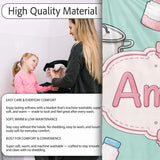 Kawaii  Utensils Apron and Cooking Tools on Mint Seamless  Personalised Custom Name Super Soft Fleece Blanket Bed Sofa Throw