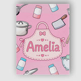 Personalised Name Kawaii Utensils Apron and Custom  Bespoke Interior Contemporary Canvas Wall Art Print Decor Picture Ready to Hang