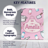 Personalised Name Kawaii Utensils Apron and Custom  Bespoke Interior Contemporary Canvas Wall Art Print Decor Picture Ready to Hang