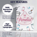 Personalised Name Kawaii Utensils Apron and Custom  Bespoke Interior Contemporary Canvas Wall Art Print Decor Picture Ready to Hang