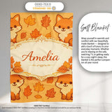 Cute Autumn Fox Cartoon Animal Pattern Stylish Everyday  Lovely  Personalised Custom Name Super Soft Fleece Blanket Bed Sofa Throw