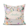 Custom Name Watercolor Butterflies Soft Grey Background Seamless Square Filled Cushion Throw Pillow Sofa Bed Home Decor Zip Washable UK Made