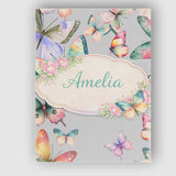 Personalised Name Pastel Watercolor Butterflies Soft Grey Background Custom  Home Canvas Wall Art Print Decor Picture Ready to Hang