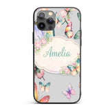 Pastel Watercolor Butterflies Soft Printed Design Custom Name Protective Phone Case Mobile Cover Durable Everyday Smartphone Shock Resistant