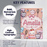 Personalised Name Kawaii Baking Mixer Cake Custom  Unique Gift Idea Elegant Feature Canvas Wall Art Print Decor Picture Ready to Hang