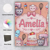Personalised Name Kawaii Baking Mixer Cake Custom  Unique Gift Idea Elegant Feature Canvas Wall Art Print Decor Picture Ready to Hang