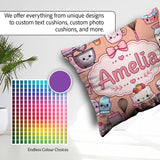 Custom Name Kawaii Baking Mixer Cake and Tools on Peach Seamless Square Filled Cushion Throw Pillow Sofa Bed Home Decor Zip Washable UK Made