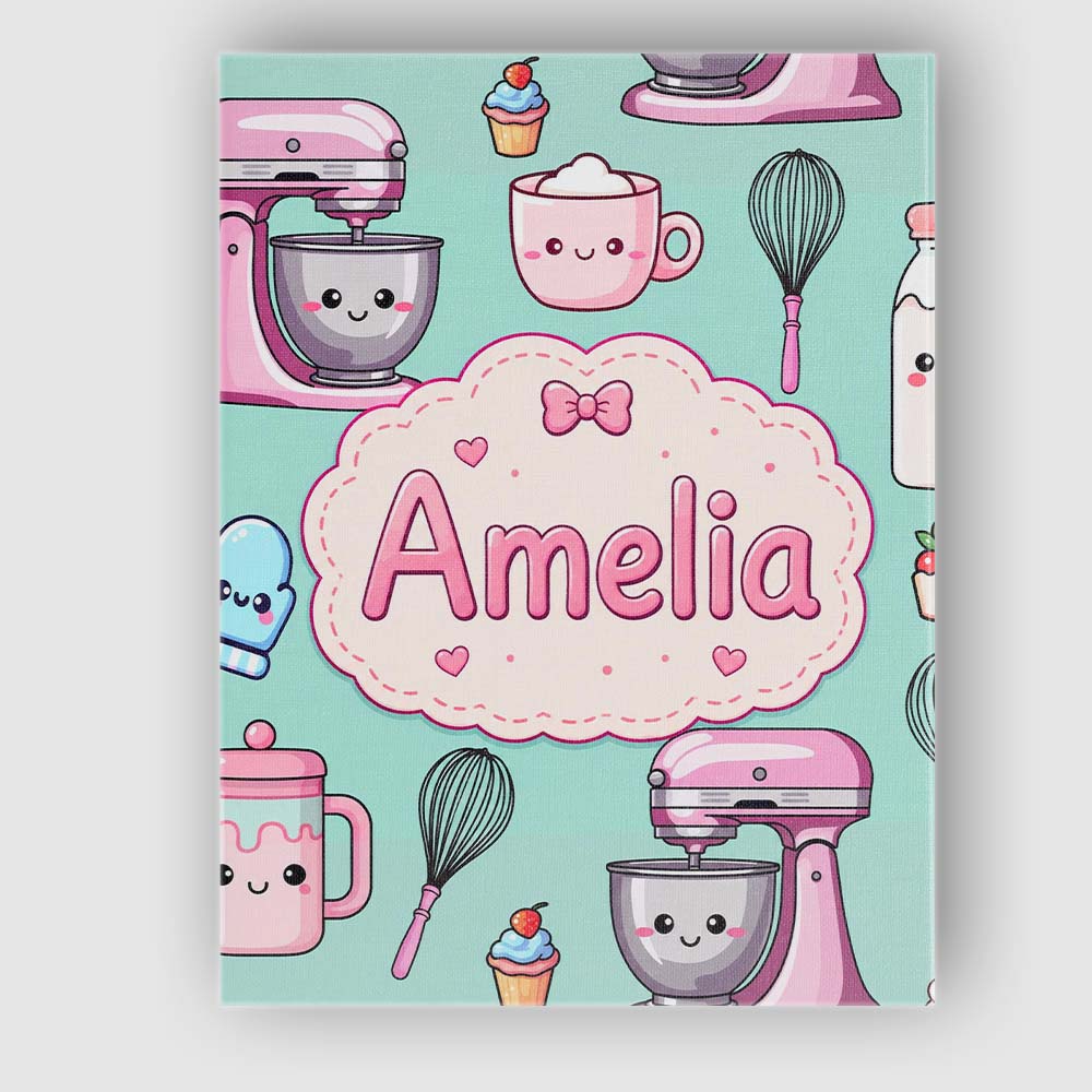 Personalised Name Kawaii Baking Mixer Cake Custom  Unique Gift Idea Elegant Feature Canvas Wall Art Print Decor Picture Ready to Hang