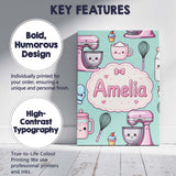 Personalised Name Kawaii Baking Mixer Cake Custom  Unique Gift Idea Elegant Feature Canvas Wall Art Print Decor Picture Ready to Hang