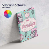 Personalised Name Kawaii Baking Mixer Cake Custom  Unique Gift Idea Elegant Feature Canvas Wall Art Print Decor Picture Ready to Hang