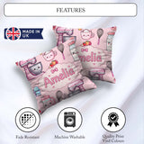 Custom Name Kawaii Baking Mixer Cake and Cupcake Tools Soft Pink Square Filled Cushion Throw Pillow Sofa Bed Home Decor Zip Washable UK Made