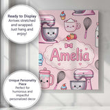 Personalised Name Kawaii Baking Mixer Cake Custom  Unique Gift Idea Elegant Feature Canvas Wall Art Print Decor Picture Ready to Hang