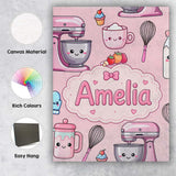 Personalised Name Kawaii Baking Mixer Cake Custom  Unique Gift Idea Elegant Feature Canvas Wall Art Print Decor Picture Ready to Hang