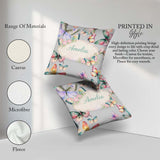 Custom Name Watercolor Butterflies Soft Grey Background Seamless Square Filled Cushion Throw Pillow Sofa Bed Home Decor Zip Washable UK Made