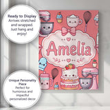 Personalised Name Kawaii Baking Mixer Cake Custom  Unique Gift Idea Elegant Feature Canvas Wall Art Print Decor Picture Ready to Hang