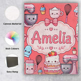 Personalised Name Kawaii Baking Mixer Cake Custom  Unique Gift Idea Elegant Feature Canvas Wall Art Print Decor Picture Ready to Hang