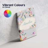 Personalised Name Pastel Watercolor Butterflies Soft Grey Background Custom  Home Canvas Wall Art Print Decor Picture Ready to Hang