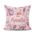 Custom Name Kawaii Baking Mixer Cake Cupcake Tools on Blush Pink Square Filled Cushion Throw Pillow Sofa Bed Home Decor Zip Washable UK Made
