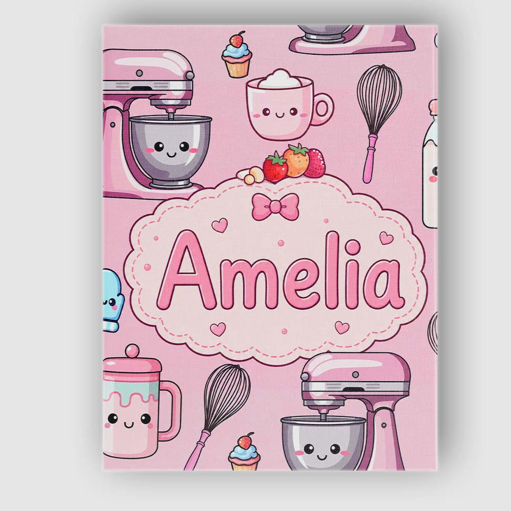 Personalised Name Kawaii Baking Mixer Cake Custom  Unique Gift Idea Elegant Feature Canvas Wall Art Print Decor Picture Ready to Hang