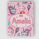 Personalised Name Kawaii Baking Mixer Cake Custom  Unique Gift Idea Elegant Feature Canvas Wall Art Print Decor Picture Ready to Hang
