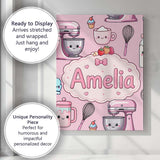 Personalised Name Kawaii Baking Mixer Cake Custom  Unique Gift Idea Elegant Feature Canvas Wall Art Print Decor Picture Ready to Hang