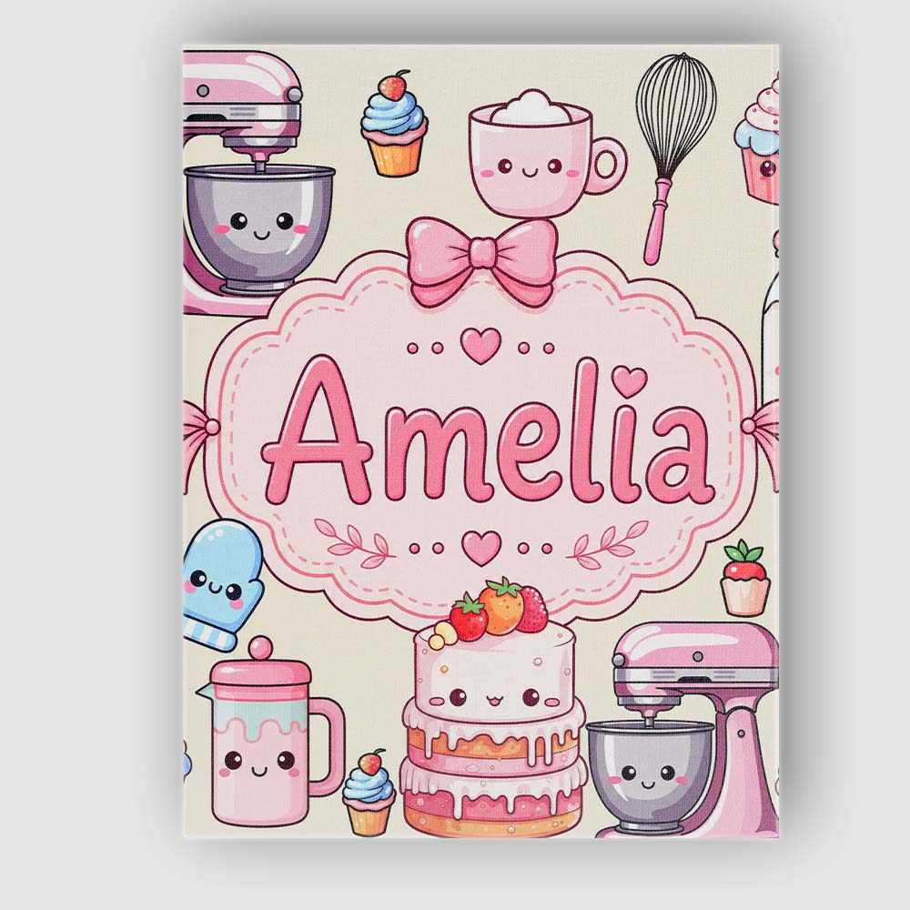 Personalised Name Kawaii Baking Mixer Cake Custom  Unique Gift Idea Elegant Feature Canvas Wall Art Print Decor Picture Ready to Hang