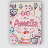 Personalised Name Kawaii Baking Mixer Cake Custom  Unique Gift Idea Elegant Feature Canvas Wall Art Print Decor Picture Ready to Hang