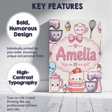 Personalised Name Kawaii Baking Mixer Cake Custom  Unique Gift Idea Elegant Feature Canvas Wall Art Print Decor Picture Ready to Hang